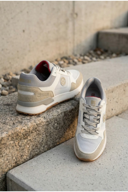 Chaussures modèle baskets pour hommes avec une plateforme Big Star TT174032 Blanc-couleur bleue