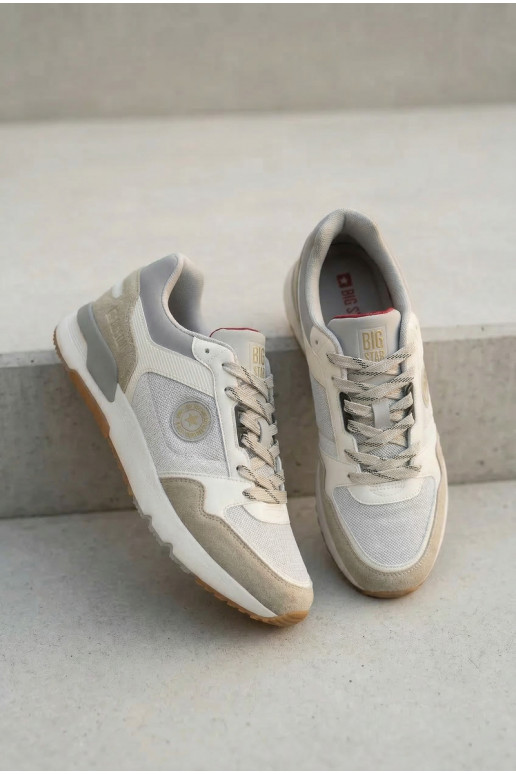 Chaussures modèle baskets pour hommes avec une plateforme Big Star TT174032 Blanc-couleur bleue