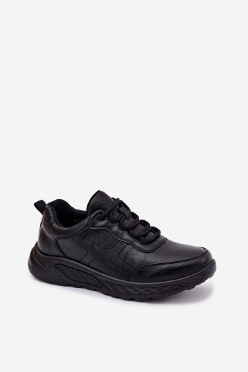 Baskets pour hommes en simili cuir couleur noire Torven