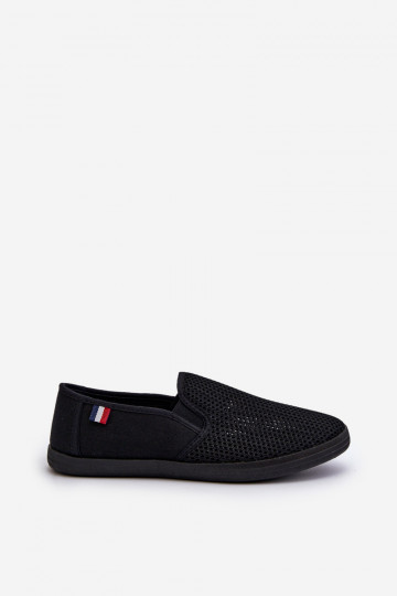 Baskets pour hommes avec éléments ajourés chaussures de loisirs couleur noire Koboru 2
