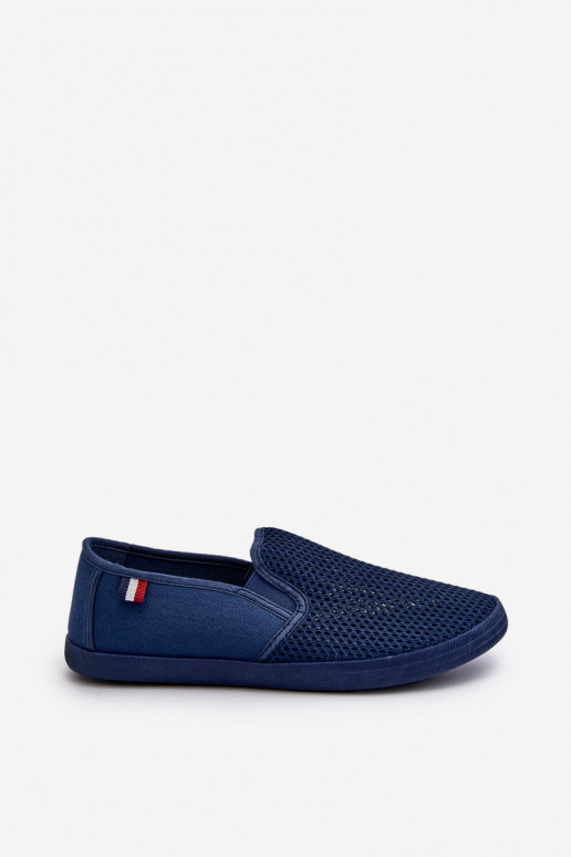 pour hommes avec des éléments ajourés Baskets chaussures décontractées bleu foncé Koboru