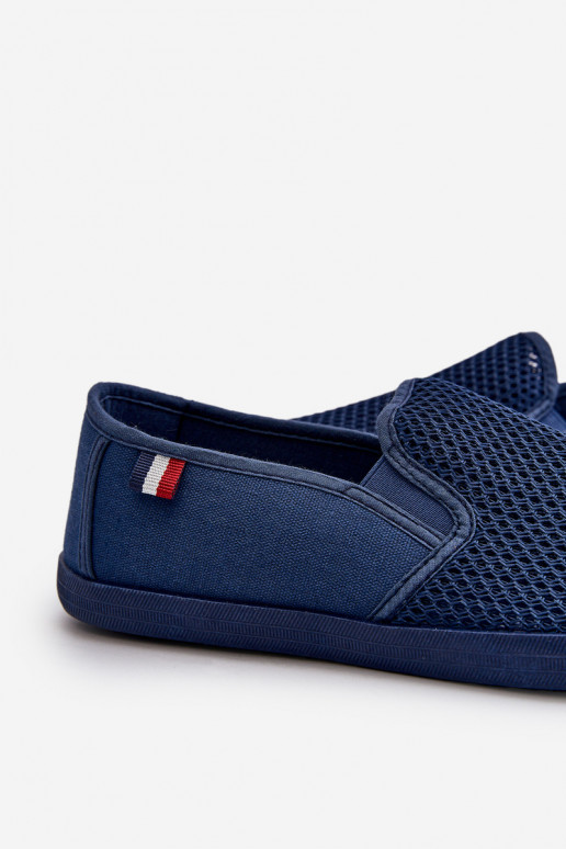 pour hommes avec des éléments ajourés Baskets chaussures décontractées bleu foncé Koboru