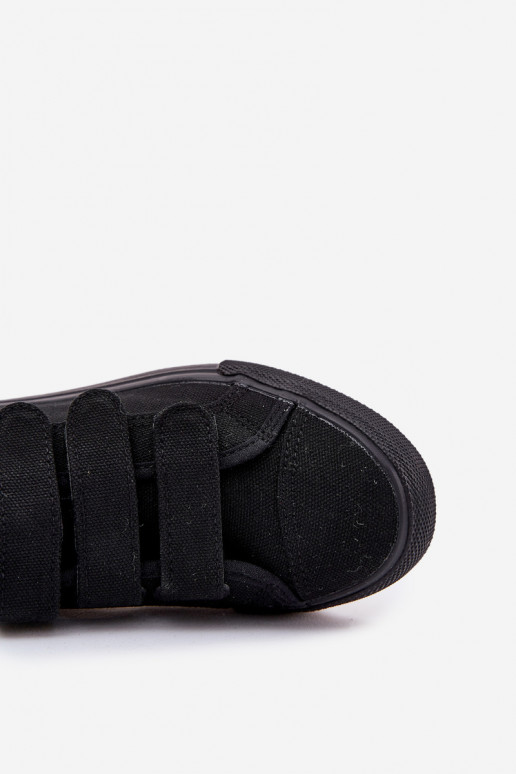Jeunesse baskets à semelle plate avec attaches adhésives couleur noire Dilan