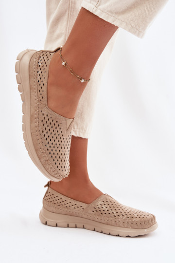 avec des éléments ajourés  mocassins pour femmes Sergio Leone MK099H couleur dorée