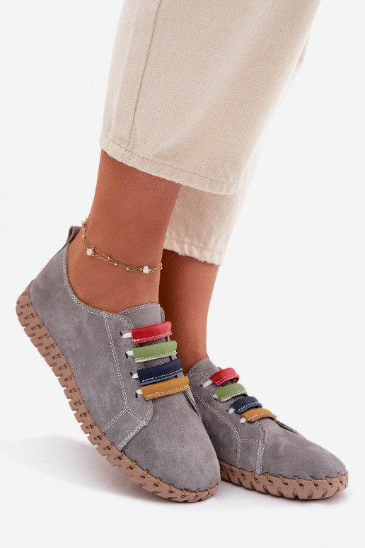 Peau en daim chaussures Féminin Vinceza 95377 couleur grise