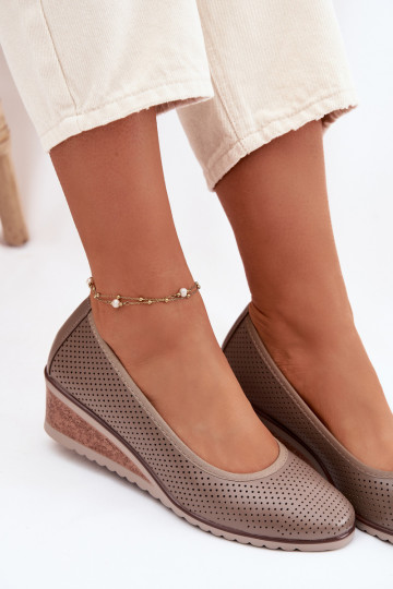 Chaussures à plateforme pour femmes Vinceza 58629 couleur sable