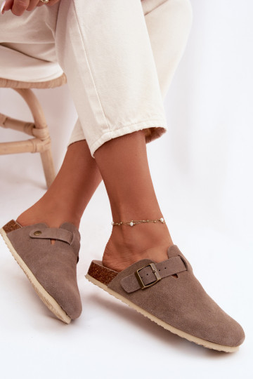 Chaussons en cuir suédé naturel pour femmes Vinceza 101332 couleur sable