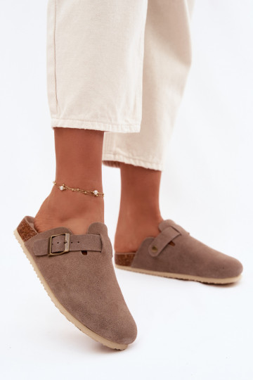Chaussons en cuir suédé naturel pour femmes Vinceza 101332 couleur sable 2