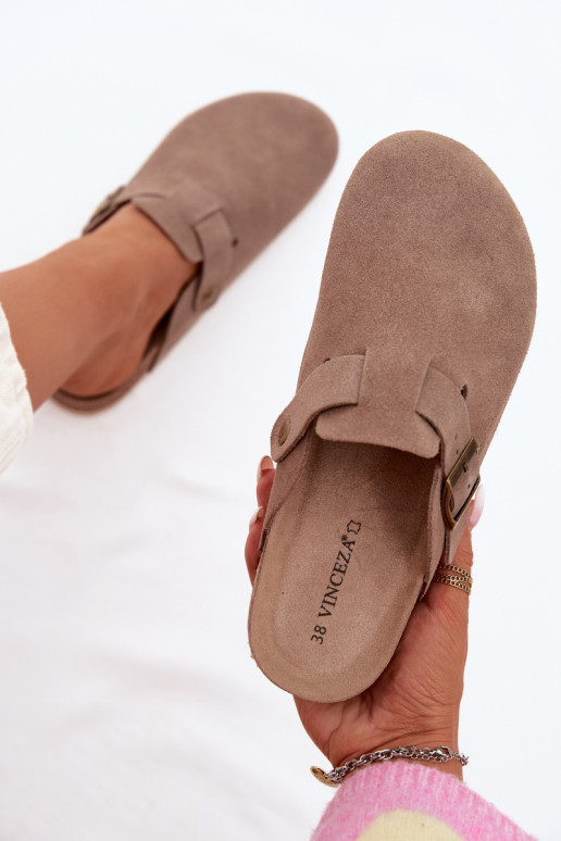 Pantoufles pour femmes SabotsActivéturalnego en daimu Vinceza 101332 beige