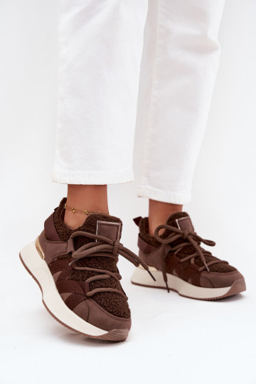 réchauffer Chaussures modèle baskets Féminin avec une plateforme marron Juvira 2