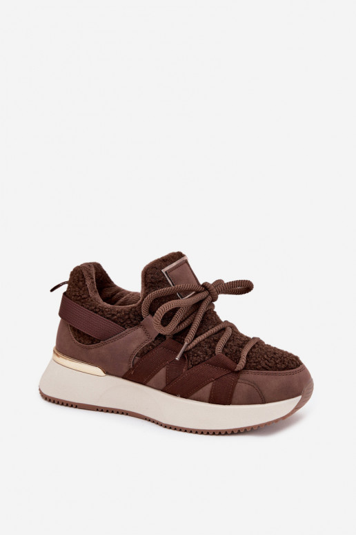 réchauffer Chaussures modèle baskets Féminin avec une plateforme marron Juvira