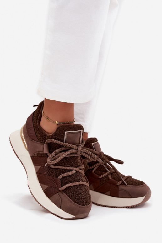 réchauffer Chaussures modèle baskets Féminin avec une plateforme marron Juvira