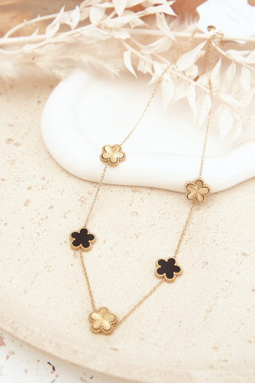 Collier pour femmes avec trèfles en acier inoxydable couleur or 2