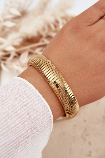 Bracelet pour femmes en acier inoxydable large couleur or