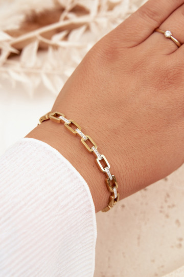 Bracelet pour femme décoré de zircons cubiques couleur or