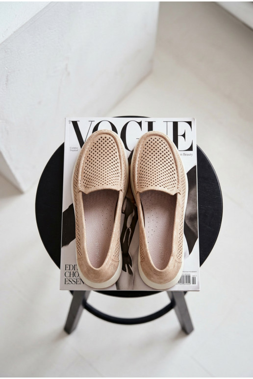 avec des éléments ajourés mocassins pour femmes Sergio Leone MK097H couleur dorée