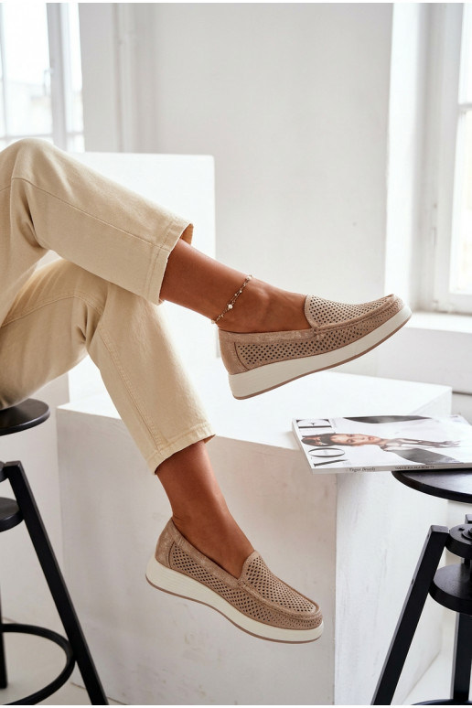 avec des éléments ajourés mocassins pour femmes Sergio Leone MK097H couleur dorée