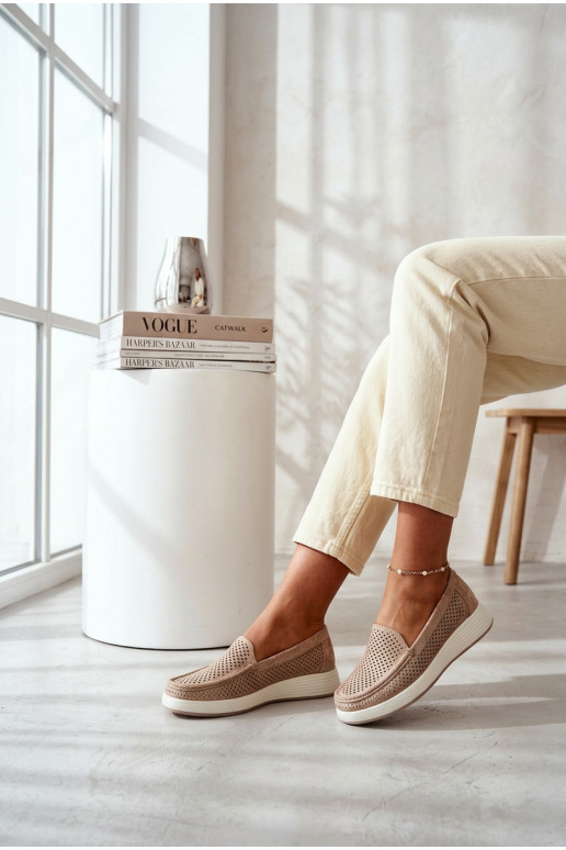 avec des éléments ajourés mocassins pour femmes Sergio Leone MK097H couleur dorée