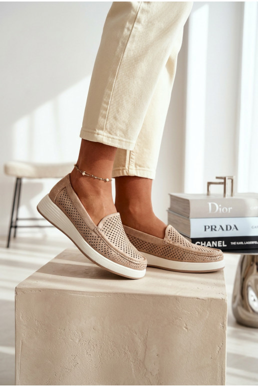 avec des éléments ajourés mocassins pour femmes Sergio Leone MK097H couleur dorée