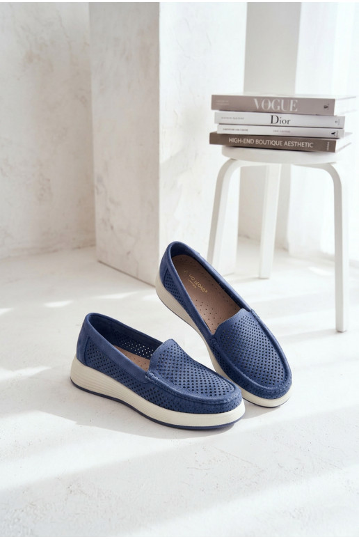 avec des éléments ajourés mocassins pour femmes Sergio Leone MK097H couleur bleue