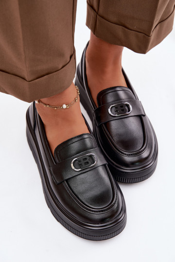 Peau Mocassins plateforme femme Vinceza 39974 couleur noire