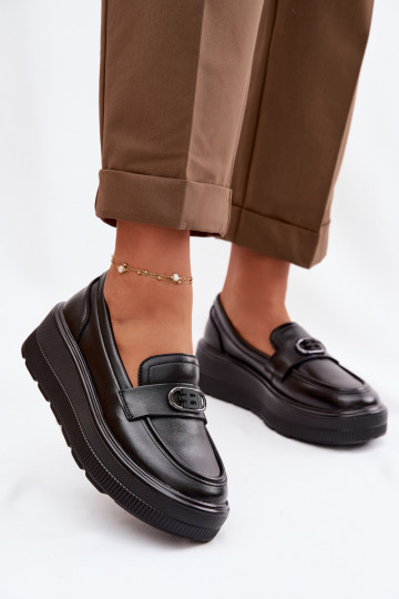 Peau Mocassins plateforme femme Vinceza 39974 couleur noire 2