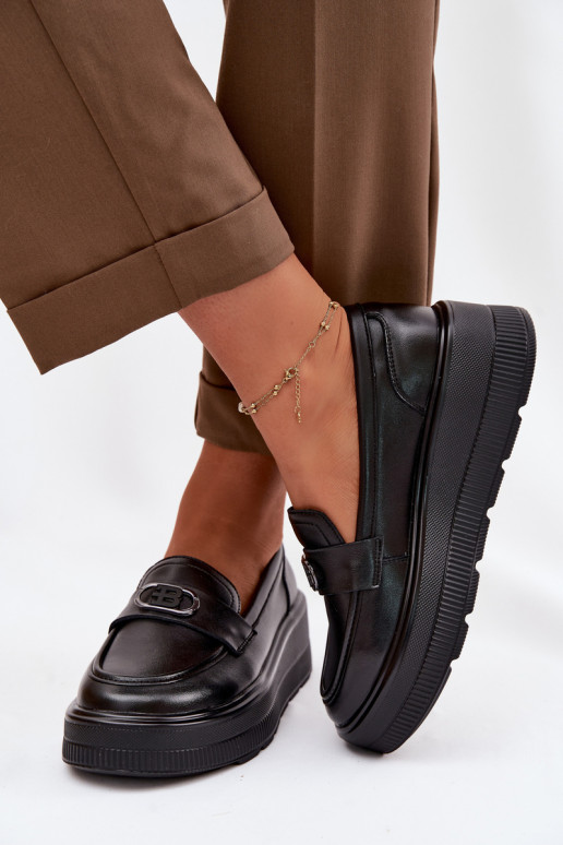 Peau Mocassins plateforme femme Vinceza 39974 couleur noire