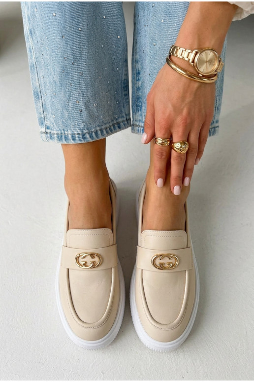 Peau Mocassins plateforme femme Vinceza 39974 beige