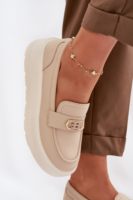 Peau Mocassins plateforme femme Vinceza 39974 beige