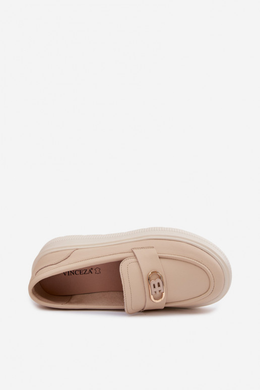 Peau Mocassins plateforme femme Vinceza 39974 beige