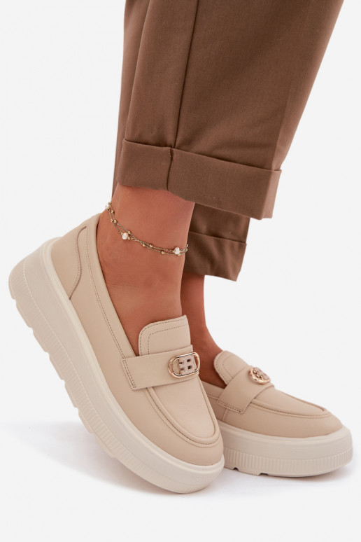 Peau Mocassins plateforme femme Vinceza 39974 beige