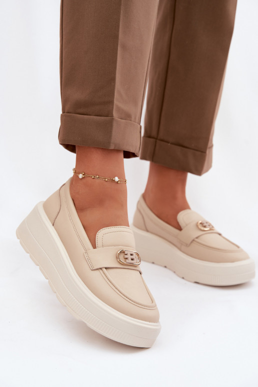 Peau Mocassins plateforme femme Vinceza 39974 beige