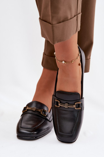 Chaussures en cuir pour femmes avec ornements Vinceza 39978 couleur noire