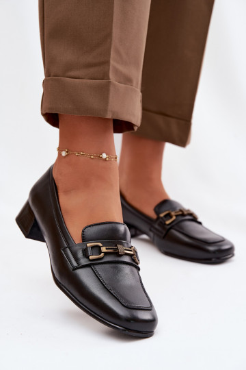 Chaussures en cuir pour femmes avec ornements Vinceza 39978 couleur noire 2