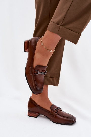 Chaussures en cuir pour femmes avec ornements Vinceza 39978 couleur marron