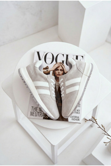 Chaussures modèle baskets FémininActivéturalnego en daimu couleur grise Il fautrceline