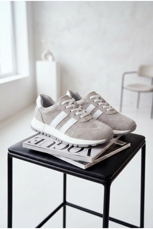 Chaussures modèle baskets FémininActivéturalnego en daimu couleur grise Il fautrceline