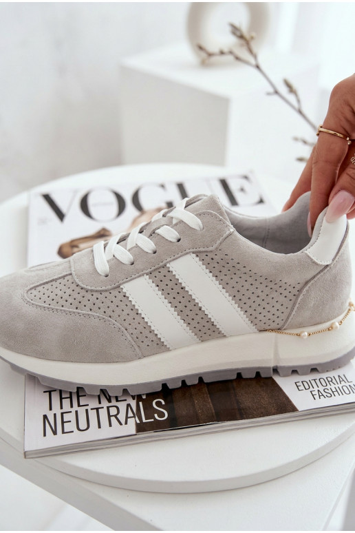 Chaussures modèle baskets FémininActivéturalnego en daimu couleur grise Il fautrceline