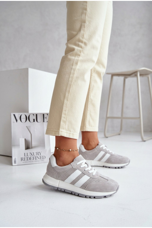 Chaussures modèle baskets FémininActivéturalnego en daimu couleur grise Il fautrceline