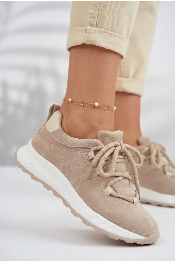 Peau en daim Chaussures modèle baskets Féminin beige Bemela 2