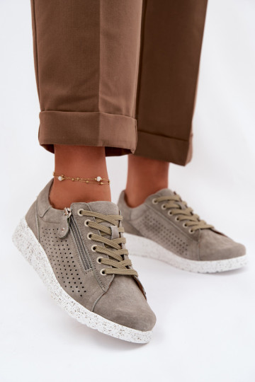 Bottes en daim pour femmes avec fermetures éclair Cemela couleur kaki 2