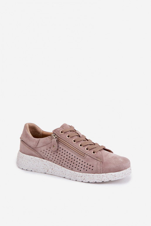 en daim chaussures Féminin avec fermetures éclair beige Cemela
