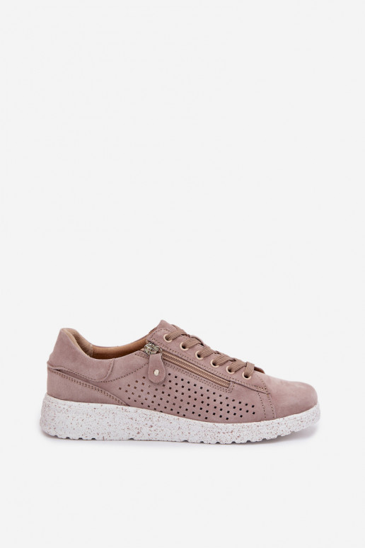 en daim chaussures Féminin avec fermetures éclair beige Cemela