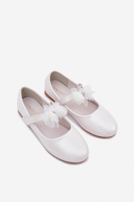 ballerines Puéril avec des ornements À Après Vinceza 13277 couleur blanche nacre