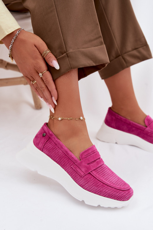 mocassins pour femmesActivéturalnego en daimu avec une plateforme Vinceza 79626 couleur rose