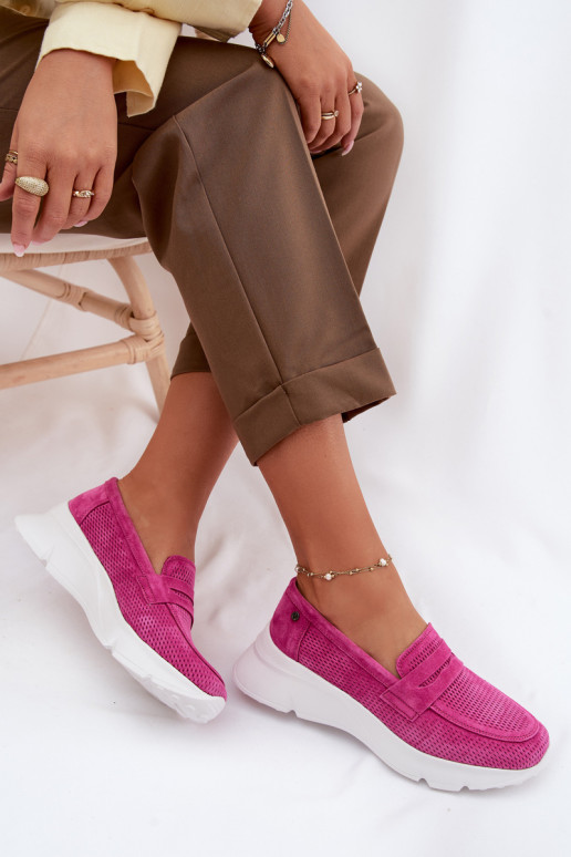mocassins pour femmesActivéturalnego en daimu avec une plateforme Vinceza 79626 couleur rose