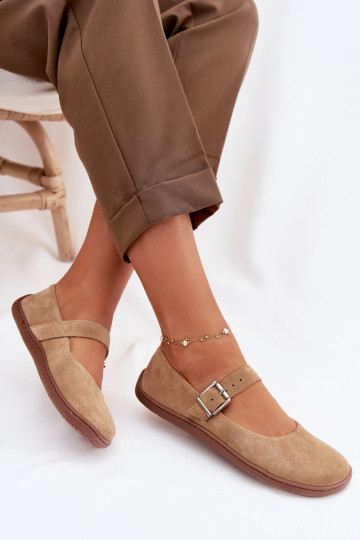 Ballerines en daim naturel Zazoo 316 couleur sable