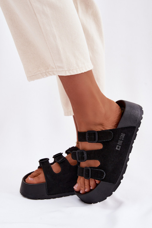 Chaussons femmes avec plateforme et lanières Big Star TT274531 couleur noire