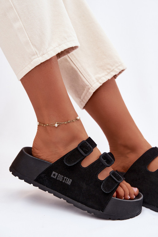 Chaussons femmes avec plateforme et lanières Big Star TT274531 couleur noire