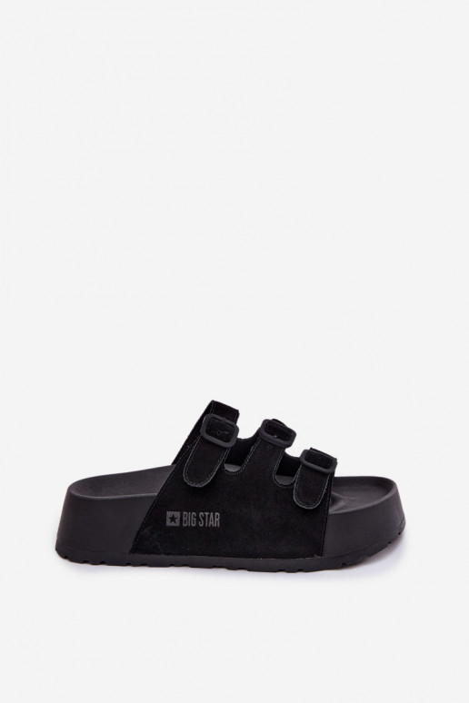 Chaussons femmes avec plateforme et lanières Big Star TT274531 couleur noire